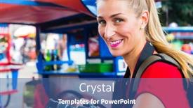  Presentation with street food - Beautiful slides featuring european woman tourist in jakarta indonesia taking pictures of a street food kitchen backdrop and a ocean colored foreground