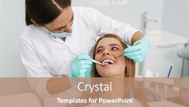  Presentation with clinic - Amazing slide deck having european-young-woman-sitting backdrop and a coral colored foreground