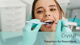  Presentation with clinic - Cool new PPT layouts with european-young-woman-sitting backdrop and a light blue colored foreground