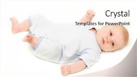  Presentation with floral border over white - Beautiful slides featuring europien born - baby over white backdrop and a sky blue colored foreground