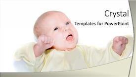  Presentation with floral border over white - Slides featuring europien born - baby portrait over white background and a  colored foreground