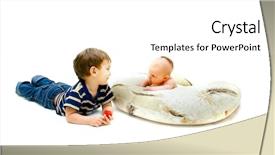  Presentation with baby girl - Beautiful theme featuring europien born - boy and baby girl looking backdrop and a white colored foreground