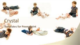  Presentation with floral border over white - Presentation theme having europien born - brother and sister collection background and a cream colored foreground