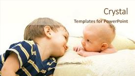  Presentation with sister - Cool new PPT theme with europien born - brother and sister looking backdrop and a cream colored foreground