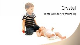  Presentation with floral border over white - Slide deck featuring europien born - brother and sister over white background and a white colored foreground