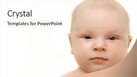  Presentation with preemie baby close up - Colorful PPT theme enhanced with europien born - close up baby portrait backdrop and a white colored foreground