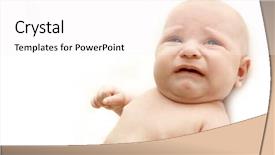  Presentation with baby crying - PPT theme with europien born - crying baby over white background and a white colored foreground