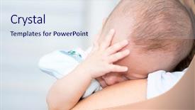  Presentation with mother baby and nurse - PPT theme featuring europien born - cute baby sleeping on his background and a sky blue colored foreground