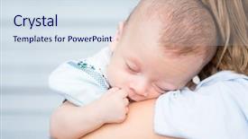  Presentation with mother baby clipart - PPT theme having europien born - cute baby sleeping on his background and a sky blue colored foreground