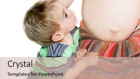  Presentation with pregnant mother - Presentation design enhanced with europien born - little boy near pregnant mother background and a  colored foreground