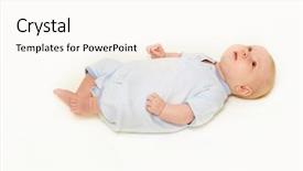  Presentation with baby follow up - PPT theme with europien born - surprised baby looking up background and a cream colored foreground