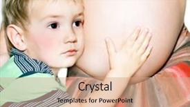  Presentation with baptism baby boy - Presentation consisting of europien born - young boy listening to unborn background and a coral colored foreground