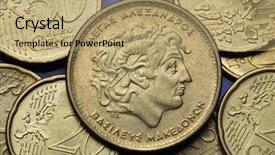  Presentation with greek - PPT layouts with coins of greece alexander background and a coral colored foreground