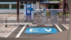  Presentation with electrical car - Amazing presentation design having ev-station-charger-for-electrical backdrop and a gray colored foreground