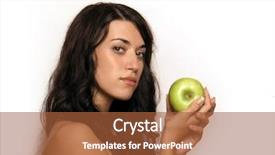  Presentation with few apple crumbs - Beautiful presentation design featuring evac - beautiful girl with apple backdrop and a  colored foreground