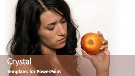  Presentation with swimming beautiful girl swims underwater - PPT theme featuring evac - beautiful girl with apple background and a  colored foreground