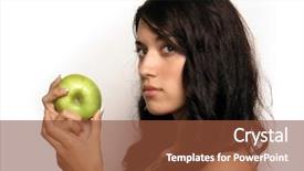  Presentation with apple - Cool new PPT layouts with evac - beautiful girl with apple backdrop and a tawny brown colored foreground