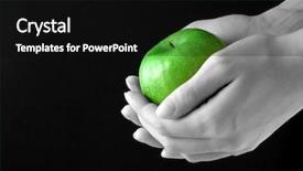 Presentation with black hands - PPT theme consisting of evac - green apple in hands background and a black colored foreground