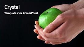 Presentation with black and green - Audience pleasing PPT theme consisting of evac - green apple in hands backdrop and a black colored foreground