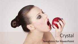  Presentation with studio - PPT theme enhanced with evac - studio portrait of beautiful woman background and a coral colored foreground