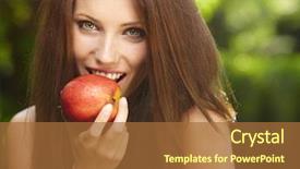  Presentation with apple - Colorful slide deck enhanced with evac - woman with apple in garden backdrop and a red colored foreground