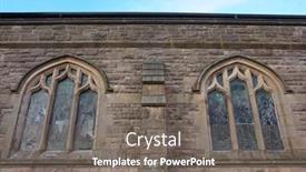  Presentation with stained glass - Colorful PPT theme enhanced with evangelist-anglican-church-building-pair backdrop and a gray colored foreground