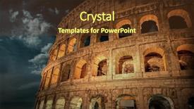  Presentation with popular - Presentation design consisting of evening - illuminated roman coliseum background and a tawny brown colored foreground