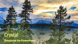  Presentation with mountain lake - Cool new theme with evening along signal mountain lake backdrop and a tawny brown colored foreground