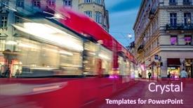  Presentation with architecture - Presentation featuring evening architecture and tramway riding background and a violet colored foreground