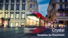  Presentation with architecture - Colorful presentation enhanced with evening architecture and tramway riding backdrop and a  colored foreground