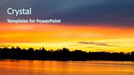  Presentation with blood - Audience pleasing PPT theme consisting of sunny illuminated idyllic forest scenery - evening blood afterglow backdrop and a ocean colored foreground