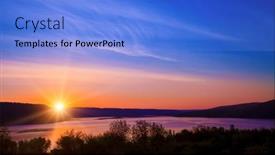  Presentation with country - Amazing theme having evening-country-landscape-colorful-sunset backdrop and a light blue colored foreground