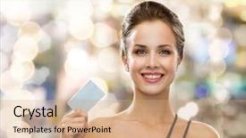  Presentation with vip - Amazing presentation having evening dress holding credit card backdrop and a coral colored foreground