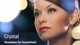  Presentation with luxury diamond - PPT theme having evening dress wearing diamond earrings background and a ocean colored foreground