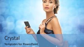  Presentation with blue night - Beautiful slide deck featuring evening dress with vip card backdrop and a light blue colored foreground