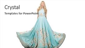  Presentation with pickle ball - Slides consisting of evening dresses - woman wearing ball dress isolated background and a white colored foreground