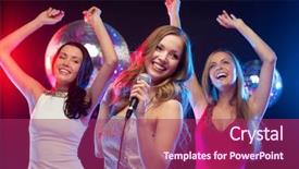  Presentation with bachelorette - Slide set consisting of evening dresses dancing and sing background and a violet colored foreground