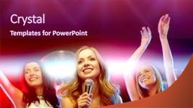  Presentation with new year - Colorful slides enhanced with evening dresses dancing and sing backdrop and a violet colored foreground