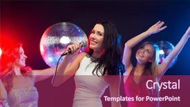  Presentation with new year - PPT layouts having evening dresses dancing and singing background and a  colored foreground