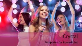  Presentation with bachelorette - Presentation theme featuring evening dresses dancing and singing background and a red colored foreground