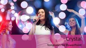  Presentation with bachelorette - Cool new PPT theme with evening dresses dancing and singing backdrop and a coral colored foreground