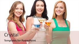  Presentation with free birthday - Beautiful theme featuring evening dresses with cocktail backdrop and a coral colored foreground