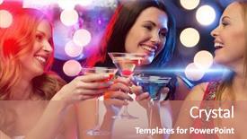  Presentation with free birthday - PPT layouts having evening dresses with cocktail background and a coral colored foreground