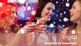  Presentation with free birthday - Slide deck enhanced with evening dresses with cocktail background and a coral colored foreground