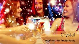  Presentation with free birthday - Slides featuring evening dresses with cocktail background and a yellow colored foreground