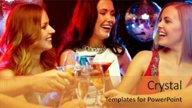  Presentation with free birthday - Theme consisting of evening dresses with cocktail background and a gold colored foreground