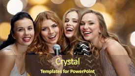 Presentation with party lights - Slides having evening dresses with microphone background and a  colored foreground
