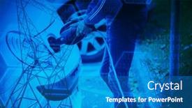  Presentation with electricity - PPT theme enhanced with evening-electricity-pylon-silhouette-against background and a teal colored foreground