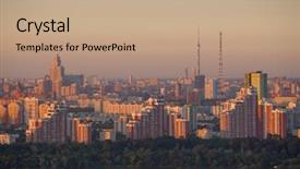  Presentation with residential - Slide set consisting of media tv radio - ostankino tv tower residential buildings background and a coral colored foreground