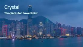  Presentation with commerce international - Presentation enhanced with ships in hong kong china background and a ocean colored foreground